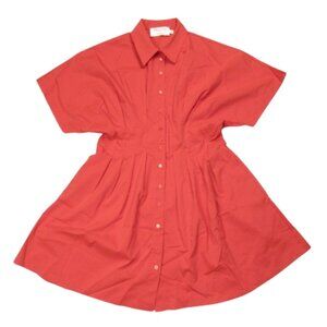 Anthropologie The Tobie Mini Shirt Dress by Exquise Red M